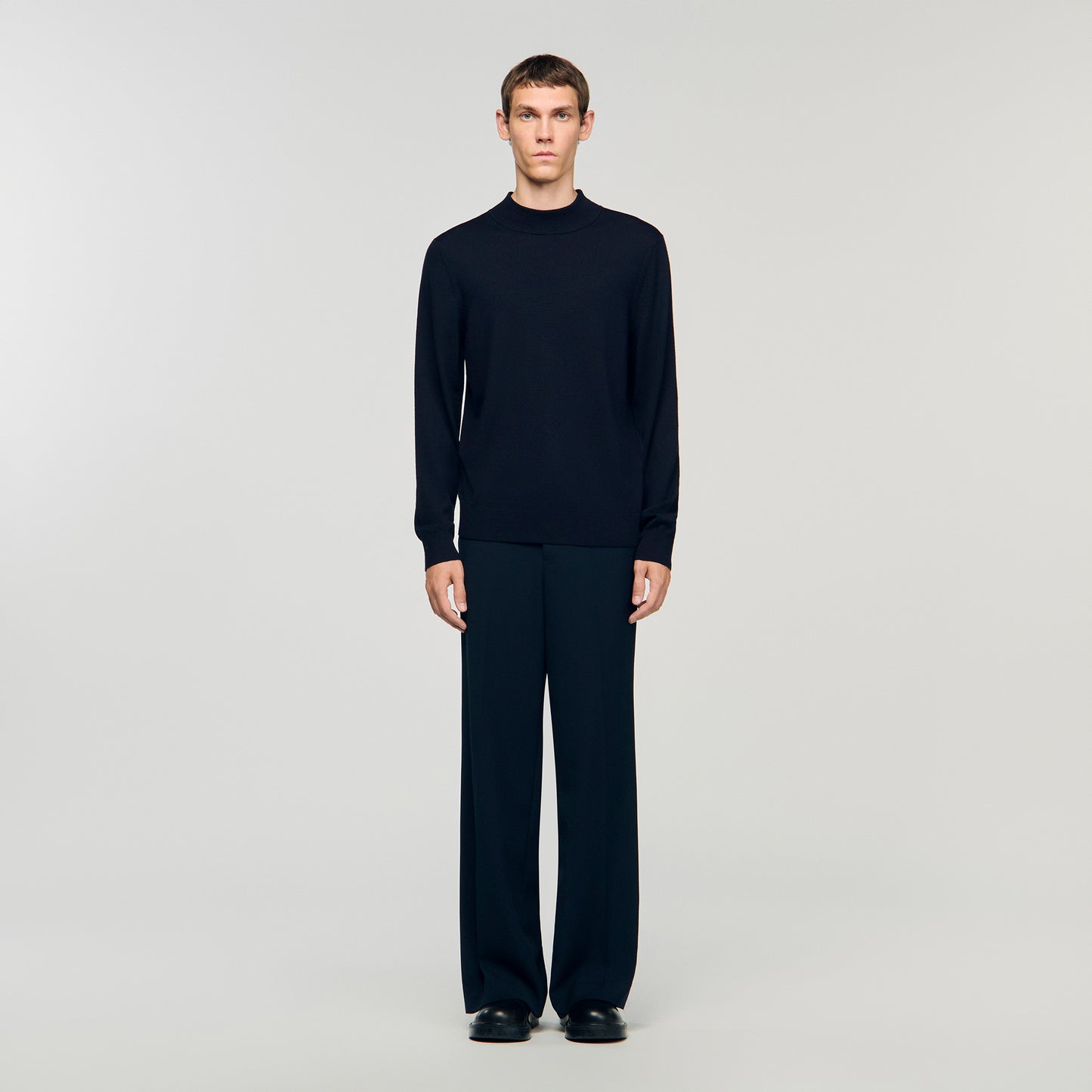 Industrial Wool jumper with high neck Midnight Blue