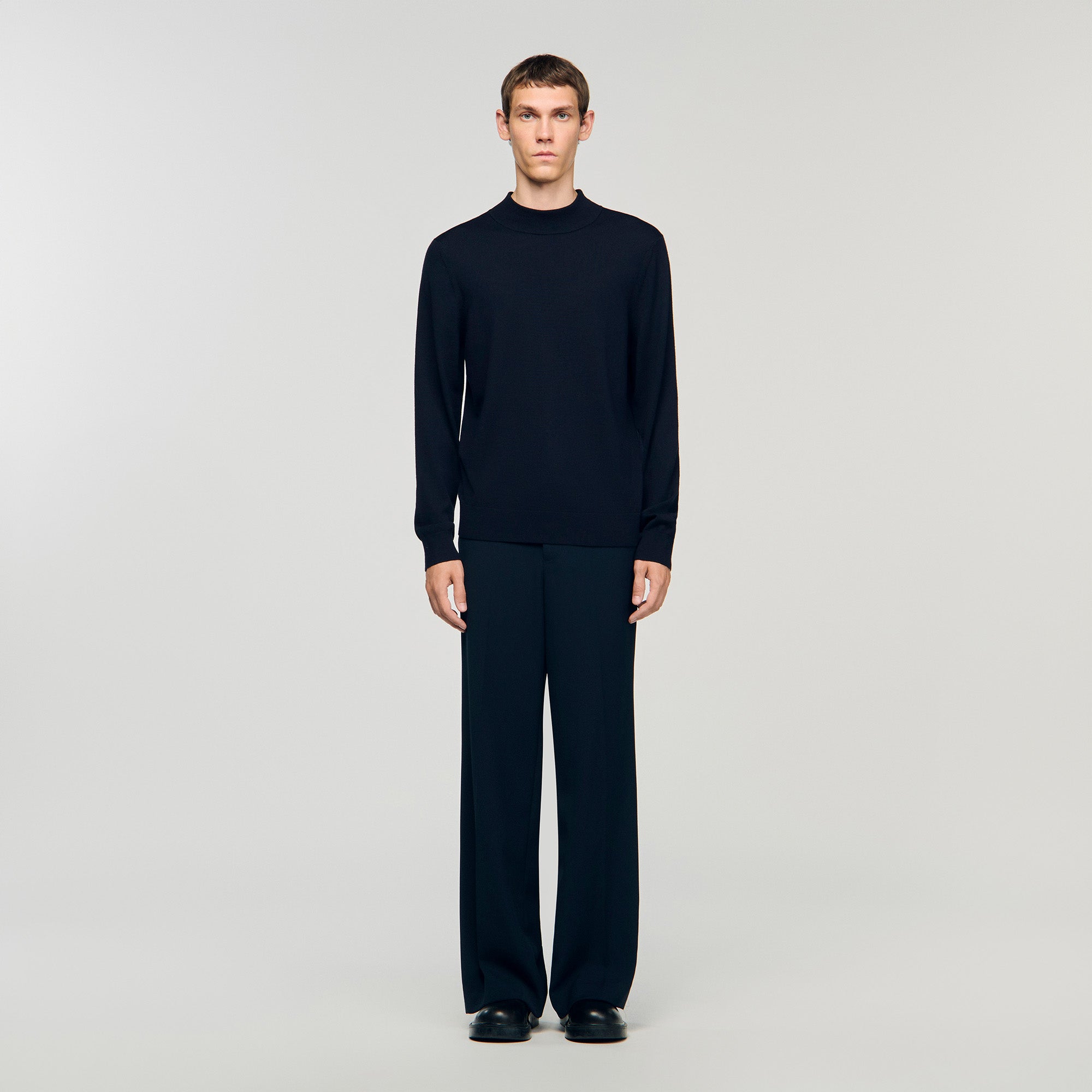 Industrial Wool jumper with high neck Midnight Blue