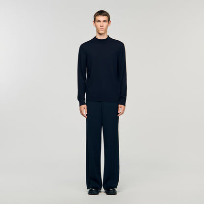 Industrial Wool jumper with high neck Midnight Blue