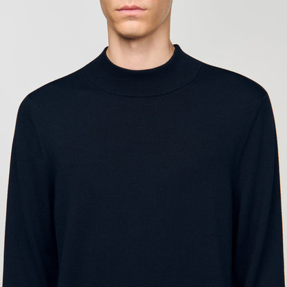 Industrial Wool jumper with high neck Midnight Blue