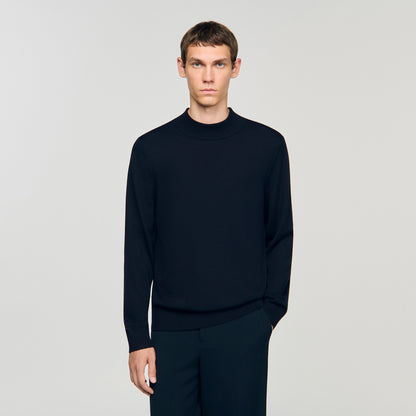 Industrial Wool jumper with high neck Midnight Blue
