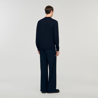 Industrial Wool jumper with high neck Midnight Blue