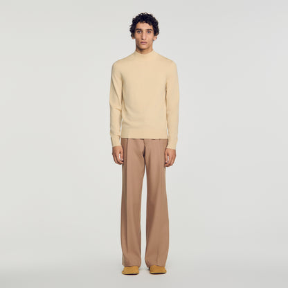 Industrial Wool jumper with standing collar Beige