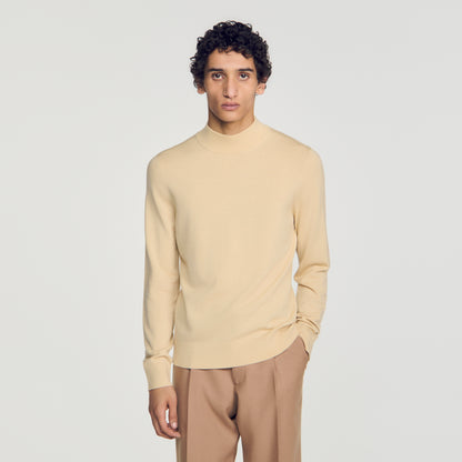 Industrial Wool jumper with standing collar Beige