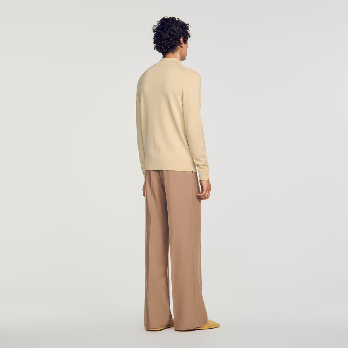 Industrial Wool jumper with standing collar Beige