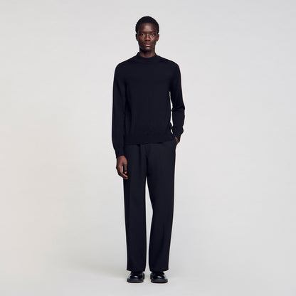 Industrial Wool jumper with a high collar Black