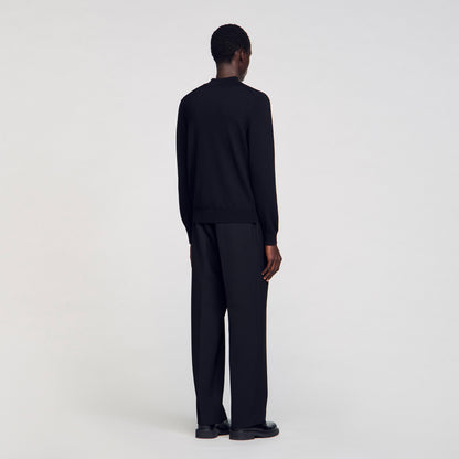 Industrial Wool jumper with a high collar Black