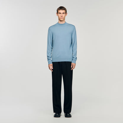 Industrial Wool jumper with high neck Chambray.
