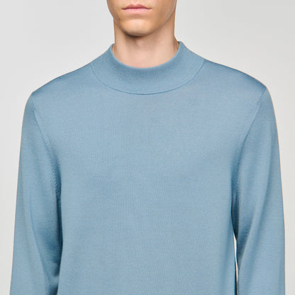 Industrial Wool jumper with high neck Chambray.