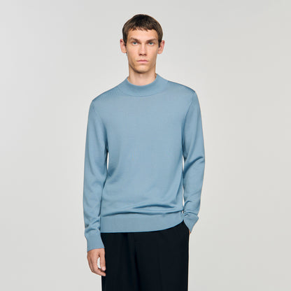 Industrial Wool jumper with high neck Chambray.