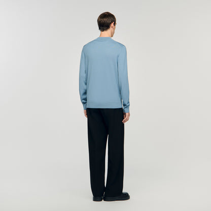 Industrial Wool jumper with high neck Chambray.