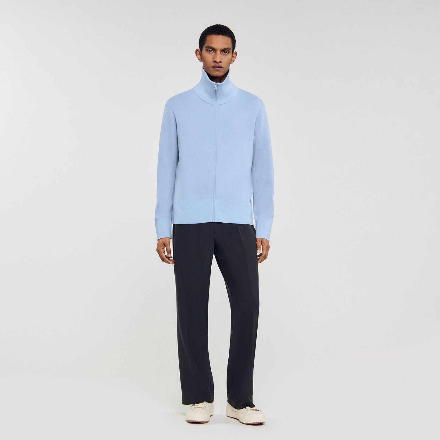 Trucker Cardigan Wool Trucker Jacket Sky Blue