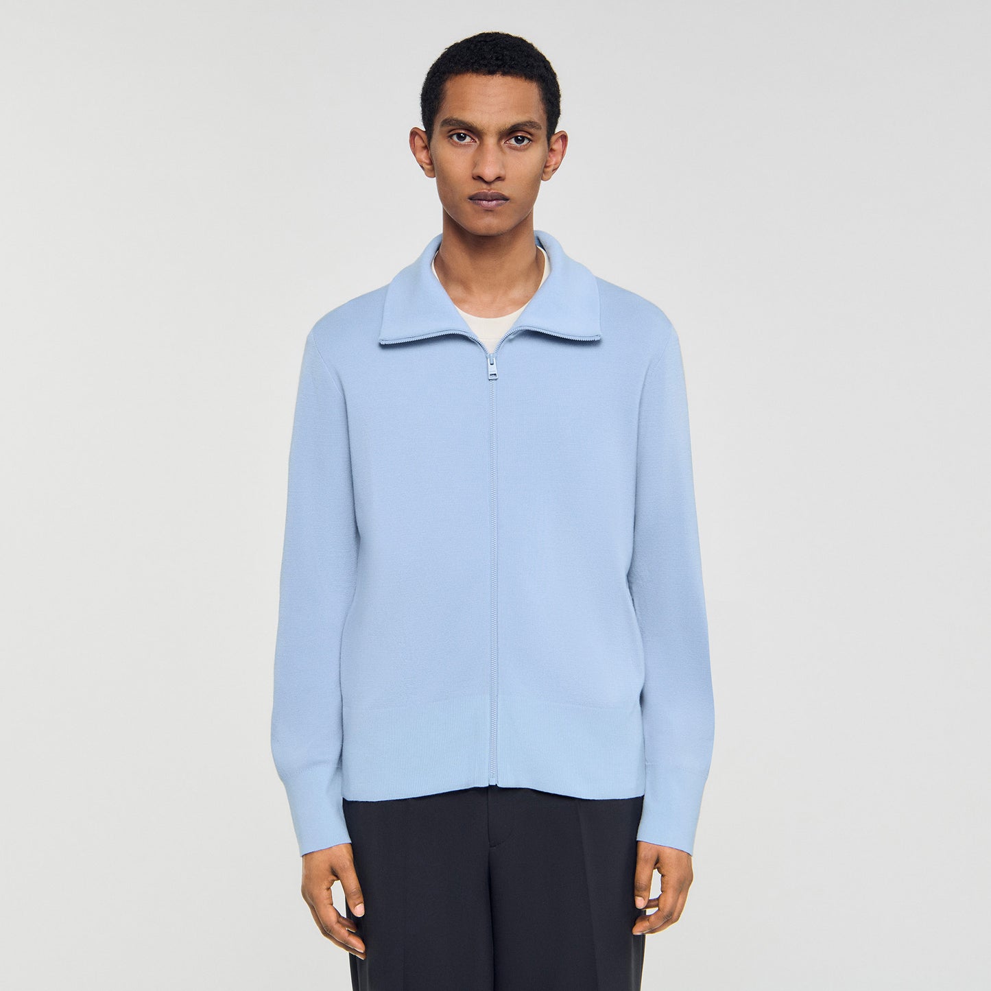 Trucker Cardigan Wool Trucker Jacket Sky Blue