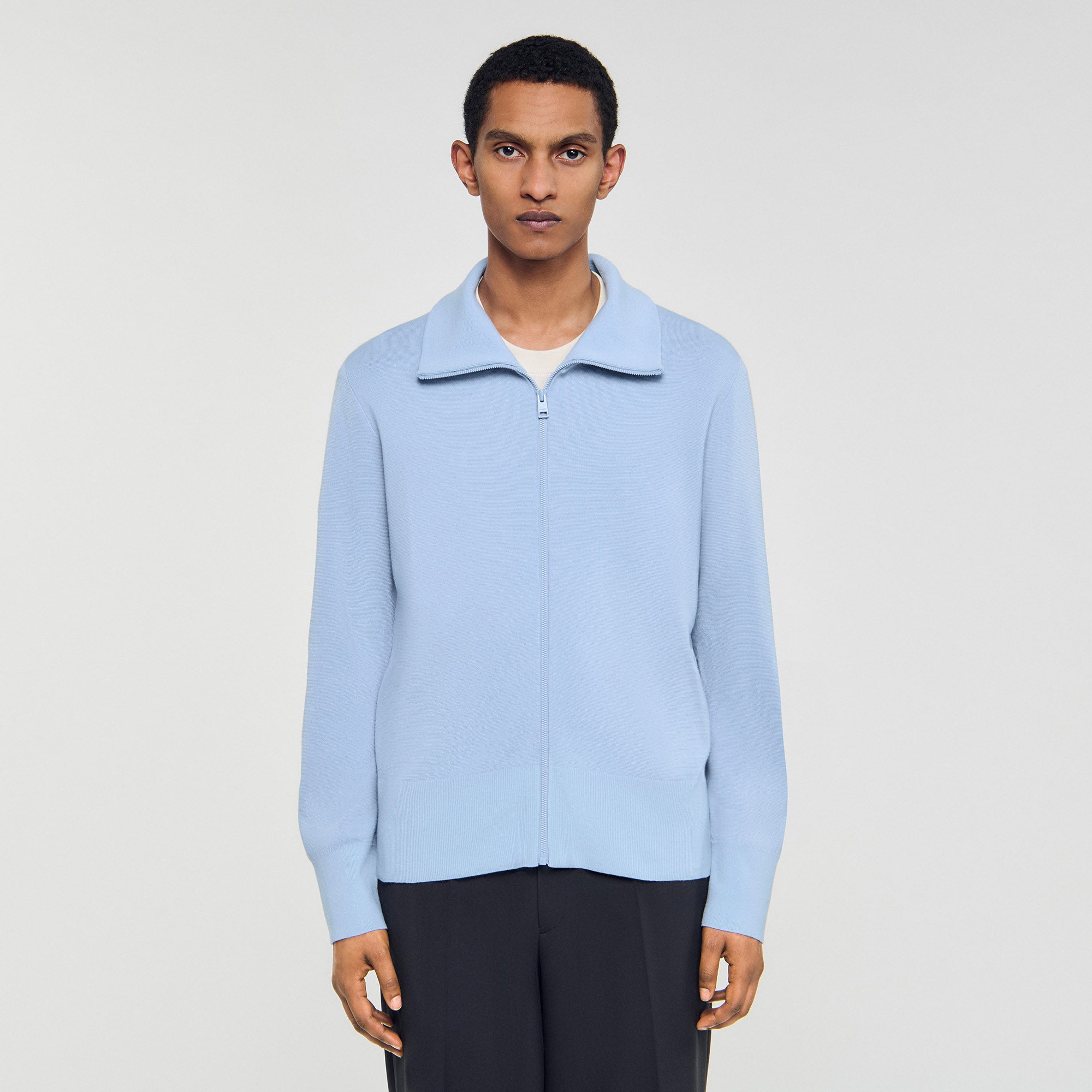 Trucker Cardigan Wool Trucker Jacket Sky Blue