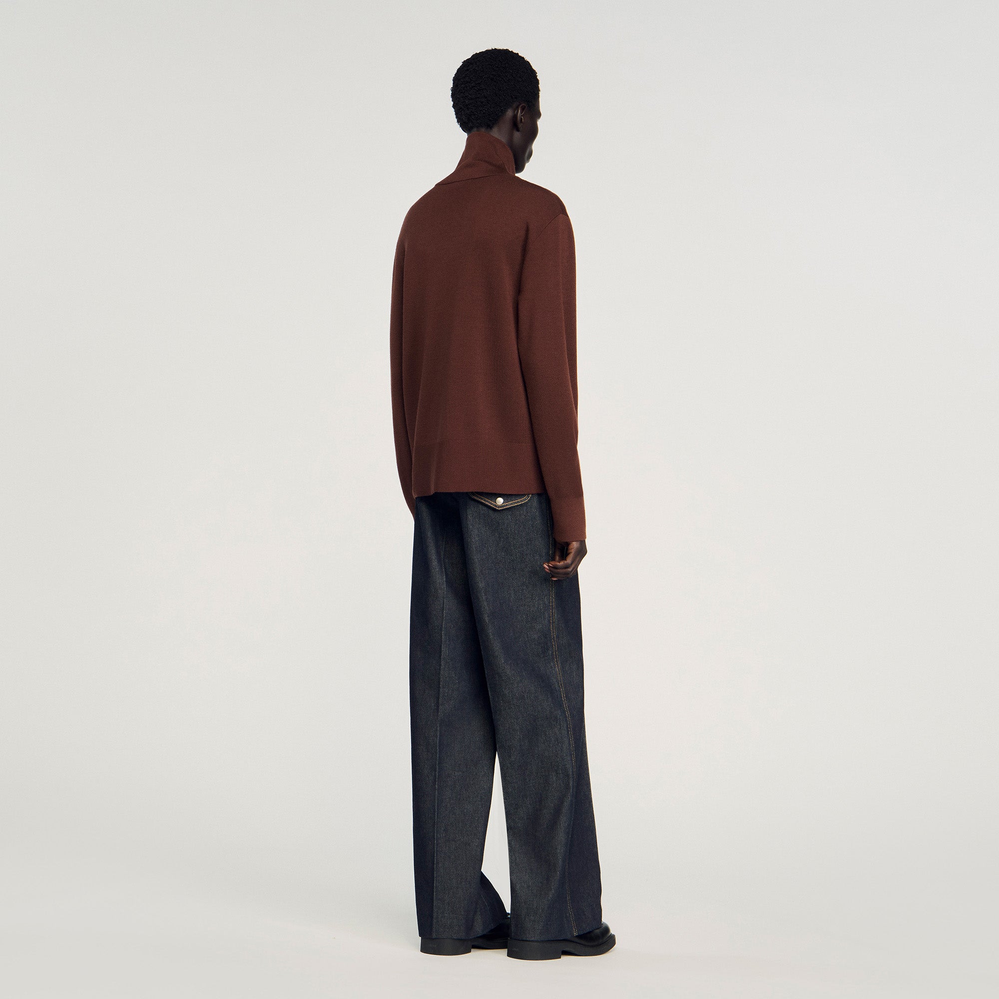 Trucker Cardigan Wool Trucker Jumper Chocolate