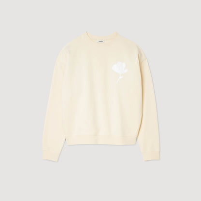 Flannel Flower Pull Wool Jumper With Flower Detail Butter Cream