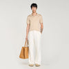 Pablo V Short-Sleeved V-Neck Polo Shirt Beige