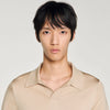 Pablo V Short-Sleeved V-Neck Polo Shirt Beige