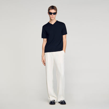 Pablo V Tee Short-Sleeve V-Neck Polo Shirt BLACK