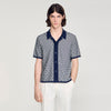 Cross Knit Shirt Square Cross Jacquard Shirt Navy Blue