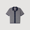 Cross Knit Shirt Square Cross Jacquard Shirt Navy Blue