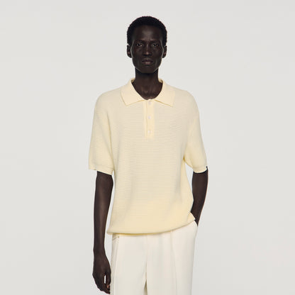Manuel Polo Waffle-Texture Cotton Polo Butter Cream
