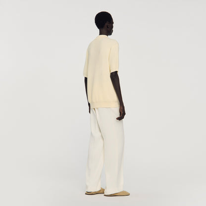 Manuel Polo Waffle-Texture Cotton Polo Butter Cream