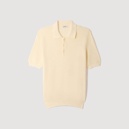 Manuel Polo Waffle-Texture Cotton Polo Butter Cream