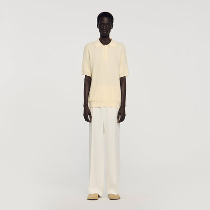 Manuel Polo Waffle-Texture Cotton Polo Butter Cream