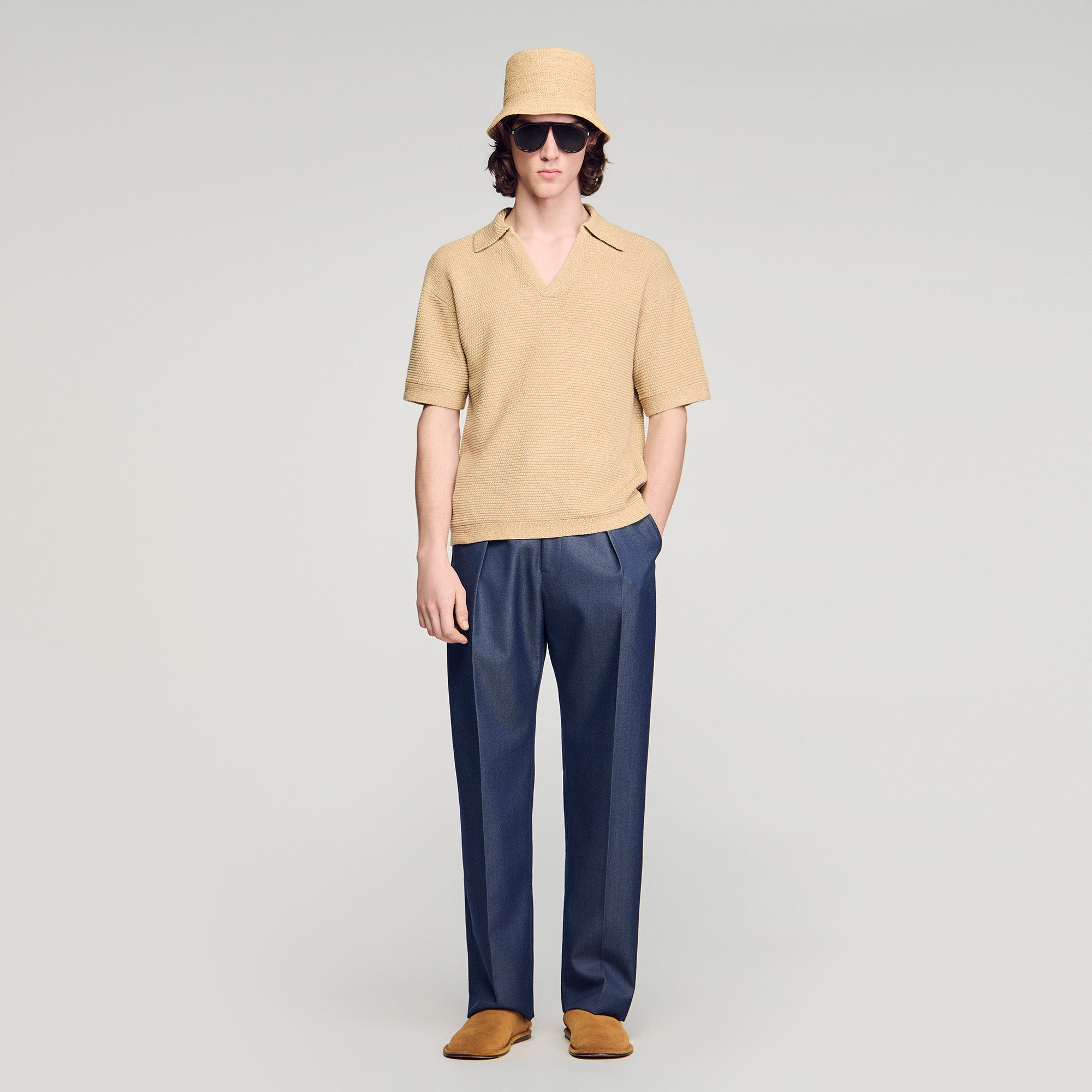 Papiro Polo Jute-Effect Polo Shirt BEIGE