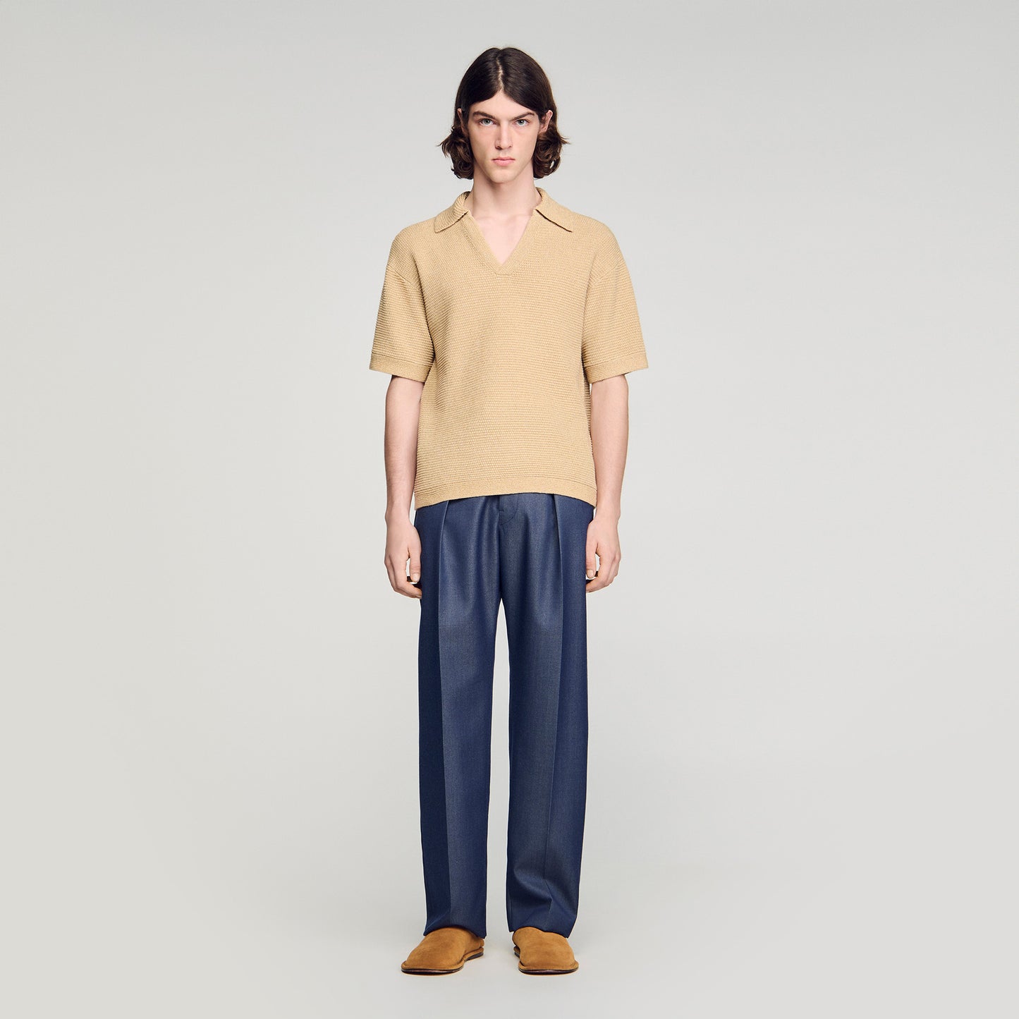 Papiro Polo Jute-Effect Polo Shirt BEIGE