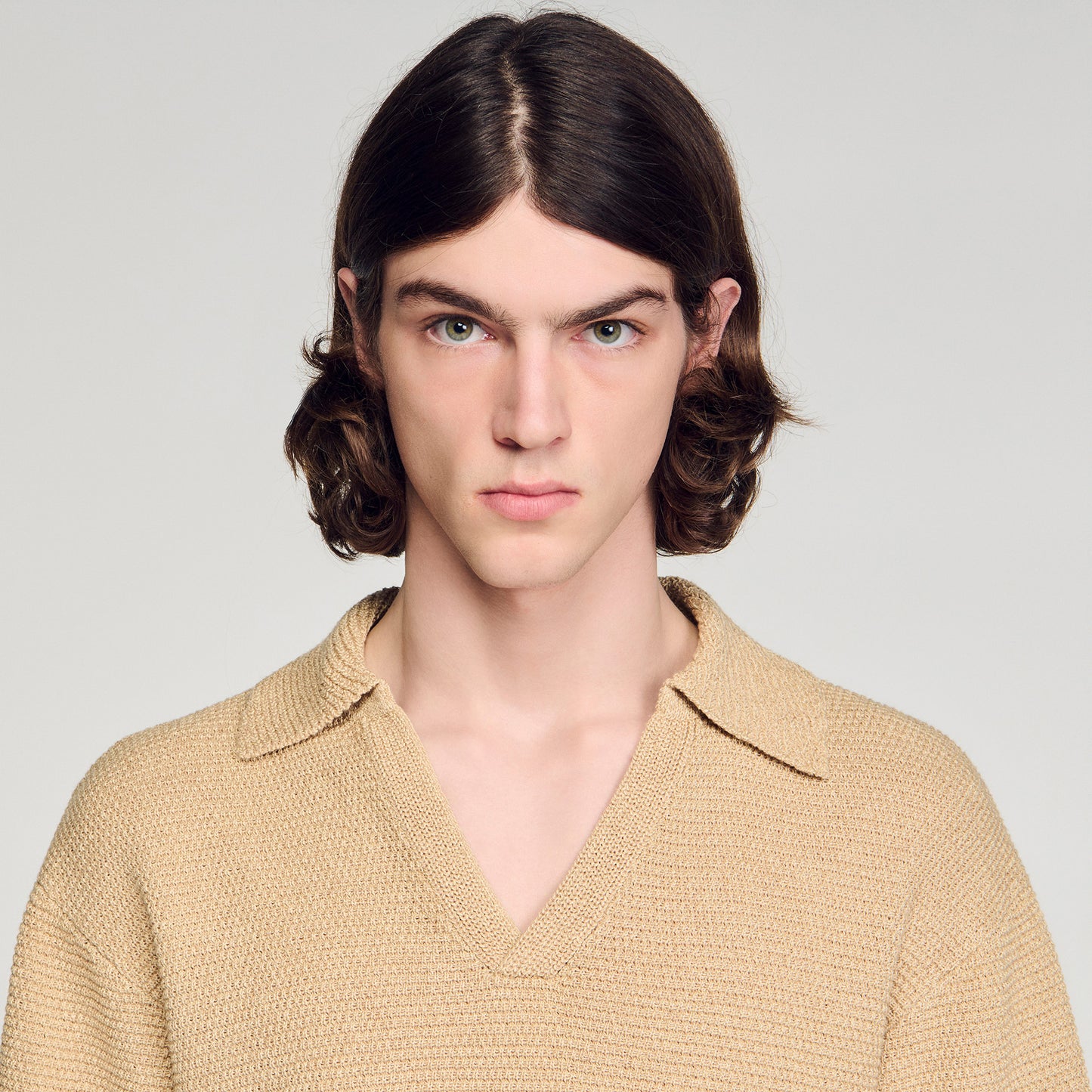Papiro Polo Jute-Effect Polo Shirt BEIGE