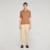 Pablo Cotton Cotton And Silk Polo Shirt Dark Camel