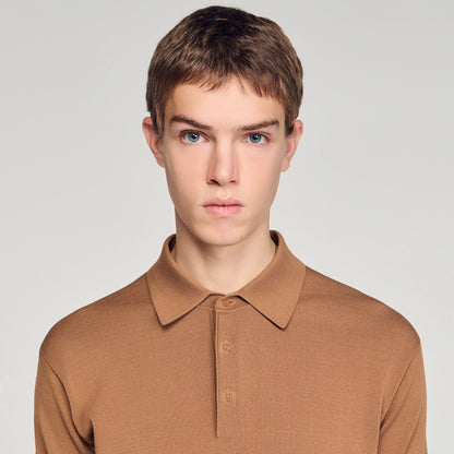 Pablo Cotton Cotton And Silk Polo Shirt Dark Camel