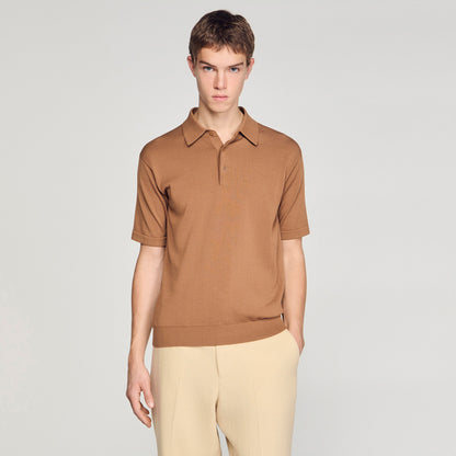 Pablo Cotton Cotton And Silk Polo Shirt Dark Camel