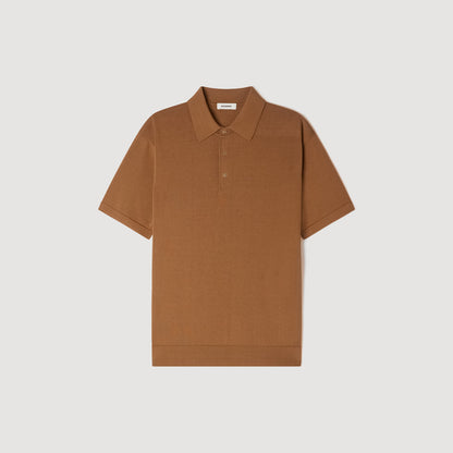 Pablo Cotton Cotton And Silk Polo Shirt Dark Camel