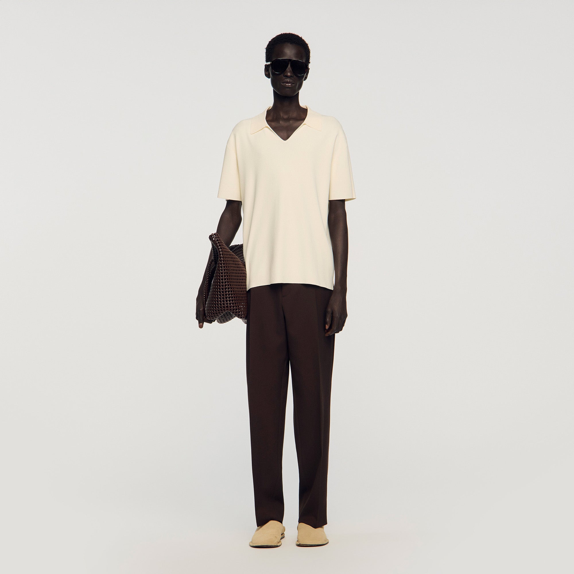 Riccardo Polo Stretch Knit Polo Shirt ECRU