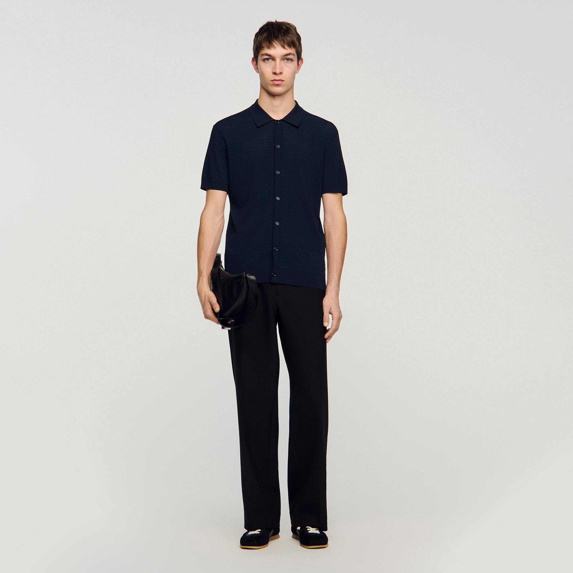 Openwork Shirt Navy Blue
