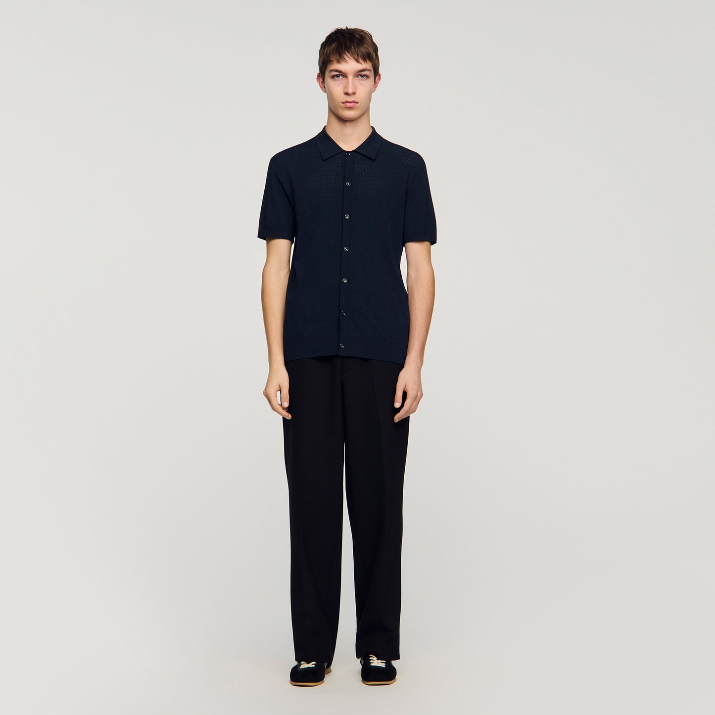 Openwork Shirt Navy Blue