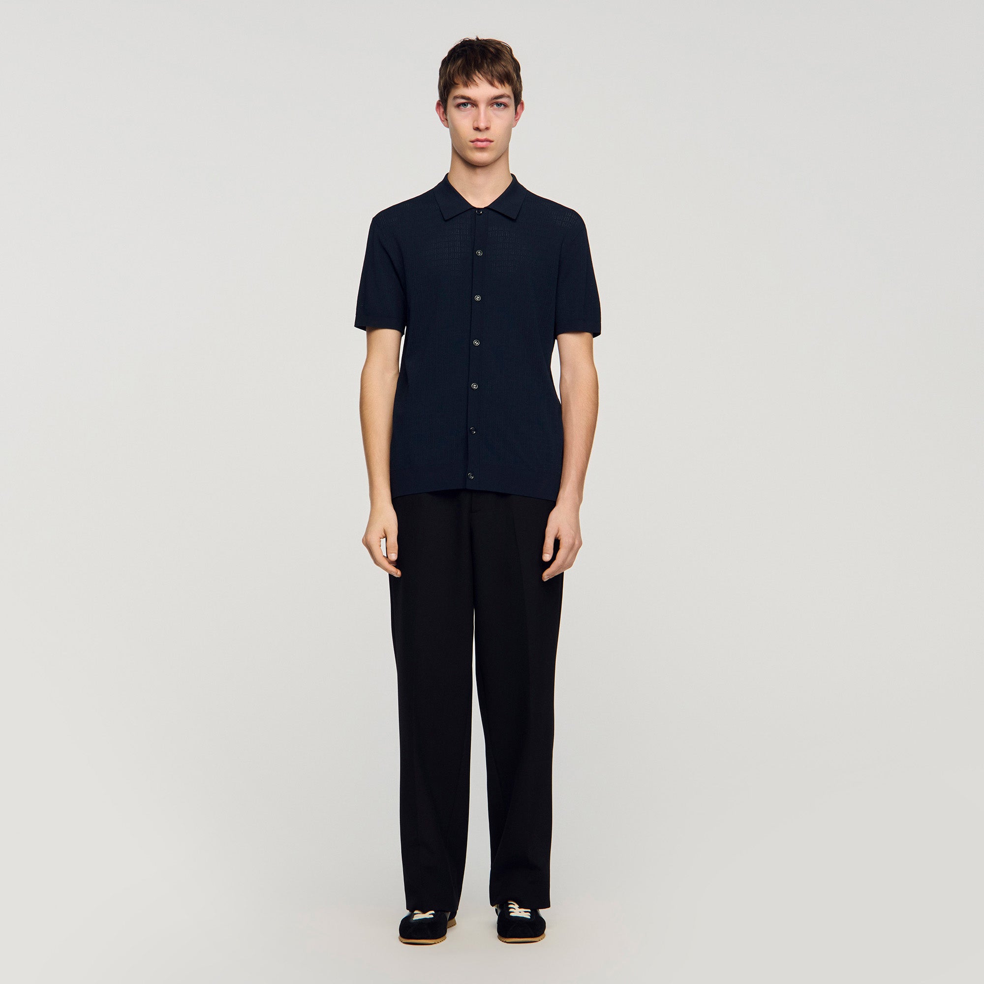 Openwork Shirt Navy Blue