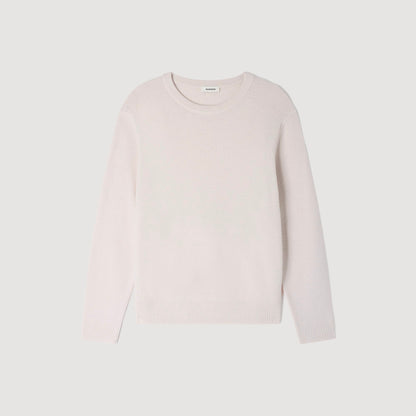New Rice Wool Crew-Neck Sweater In Seed Stitch Ecru