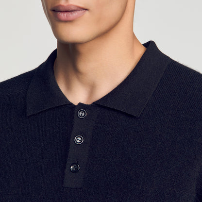 Alpaca Polo Ribbed alpaca polo shirt Black