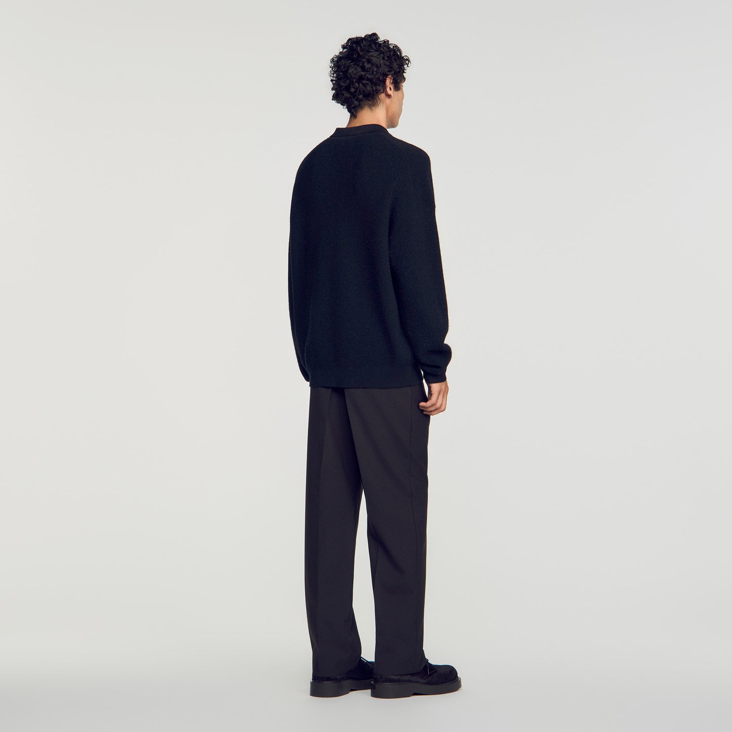 Alpaca Polo Ribbed alpaca polo shirt Black