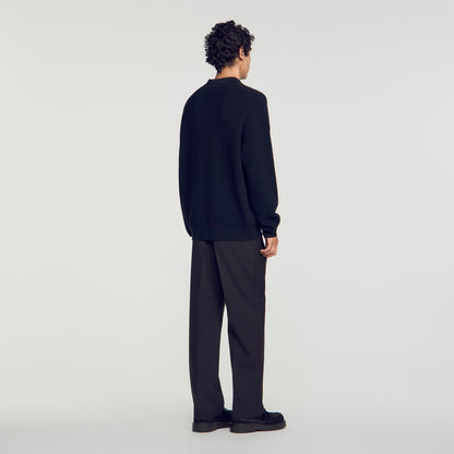 Alpaca Polo Ribbed alpaca polo shirt Black