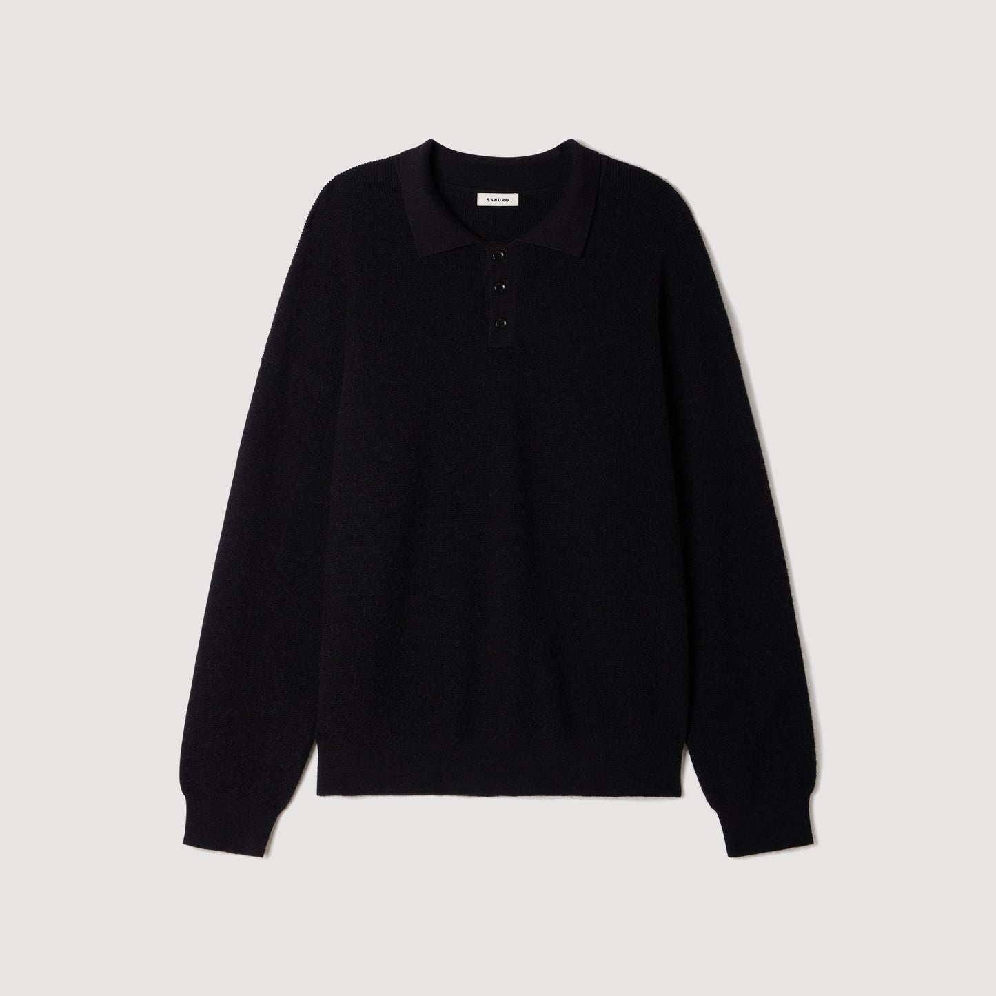 Alpaca Polo Ribbed alpaca polo shirt Black