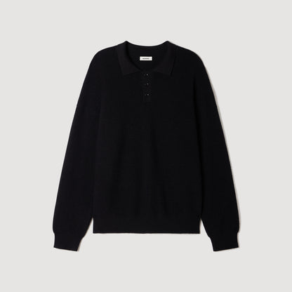 Alpaca Polo Ribbed alpaca polo shirt Black