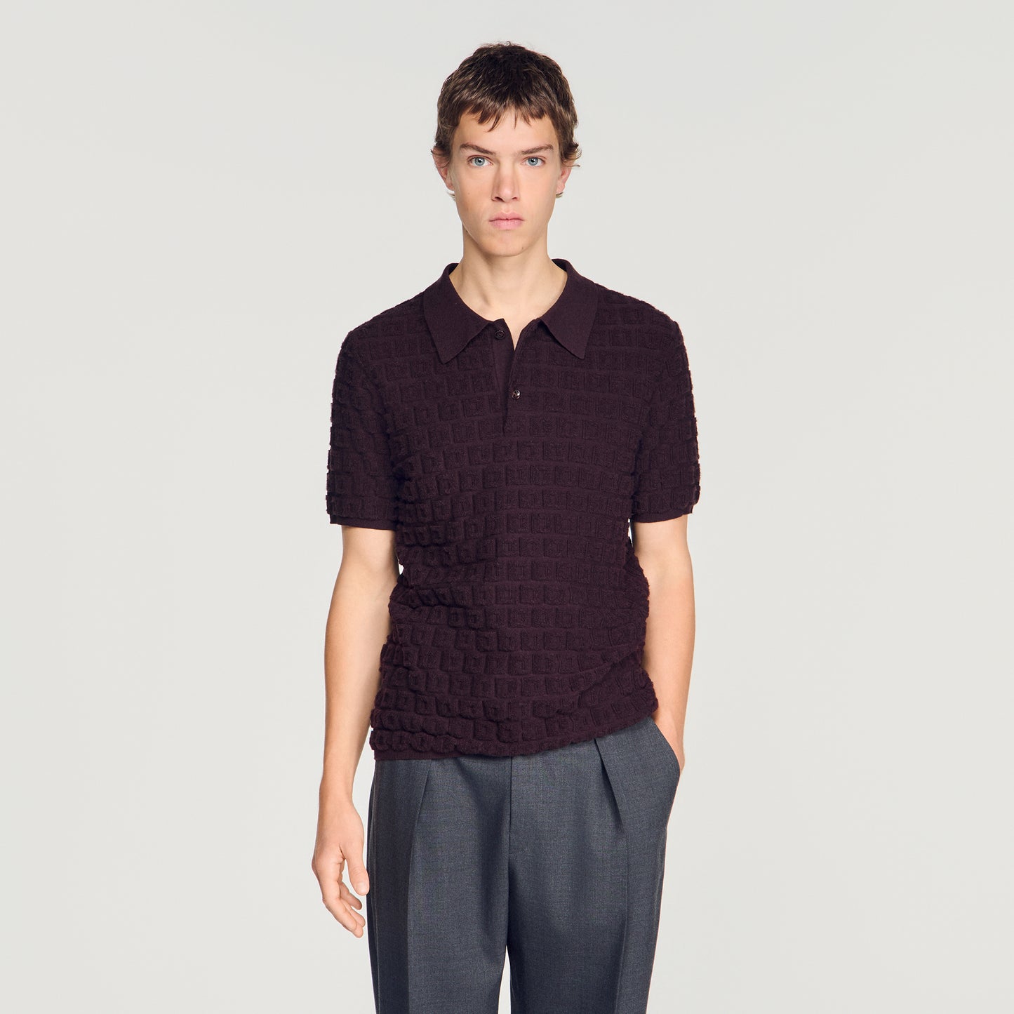 Sponge Polo  Knit Jumper Chocolate