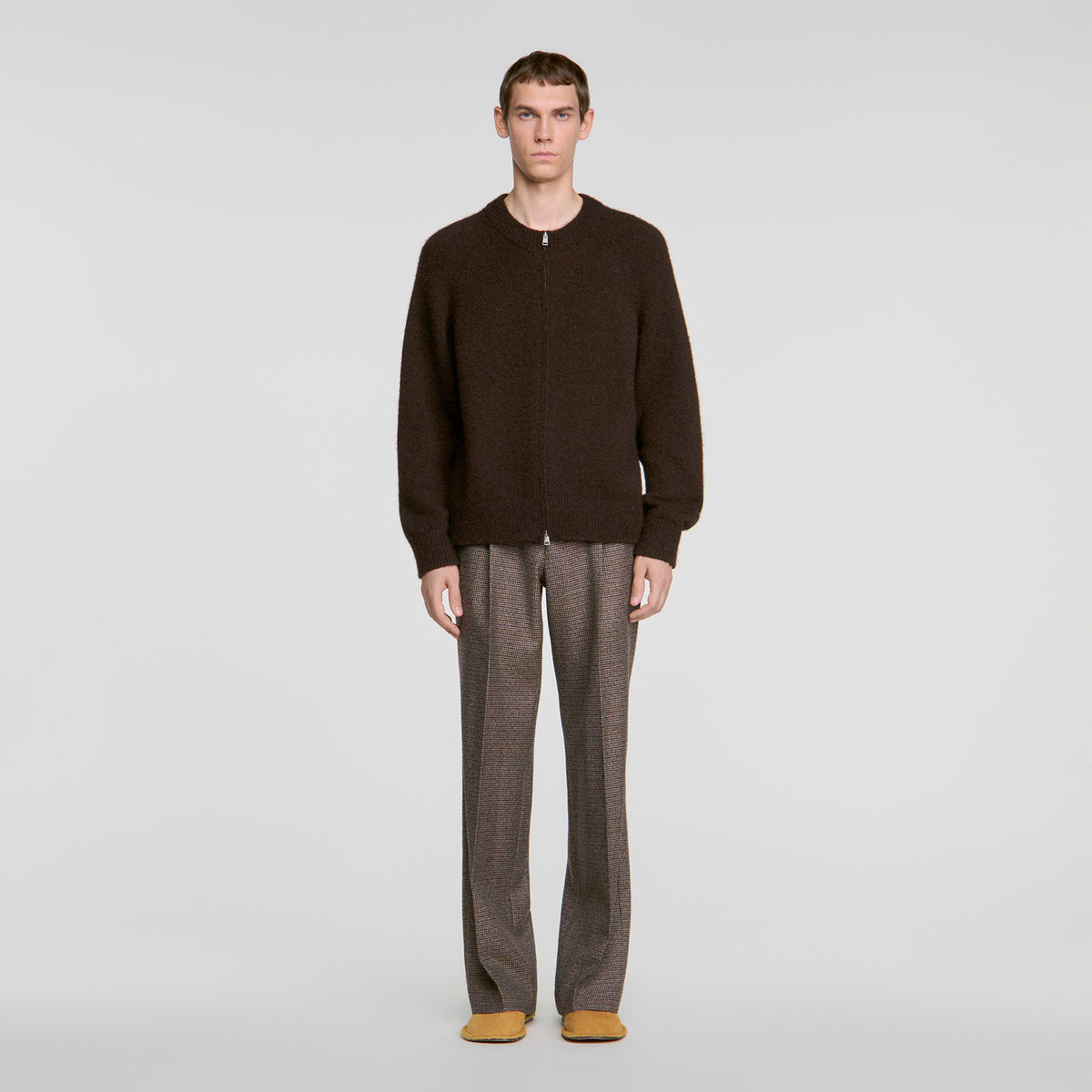Bomber Cardigan Zip-up bomber cardigan Chocolate