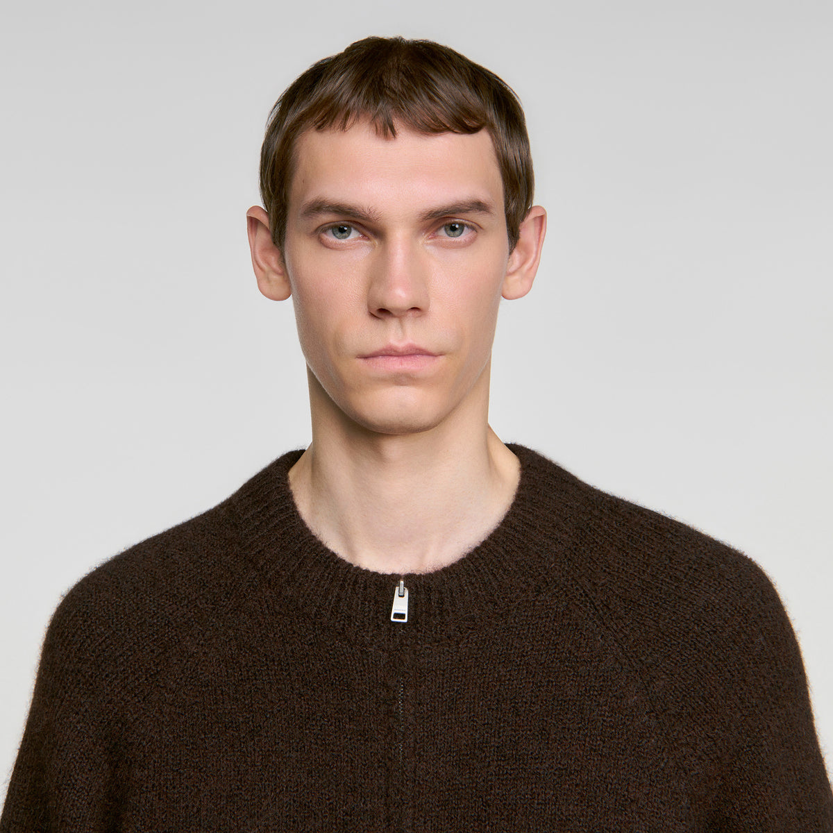 Bomber Cardigan Zip-up bomber cardigan Chocolate