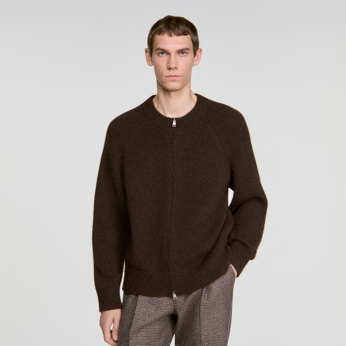 Bomber Cardigan Zip-up bomber cardigan Chocolate